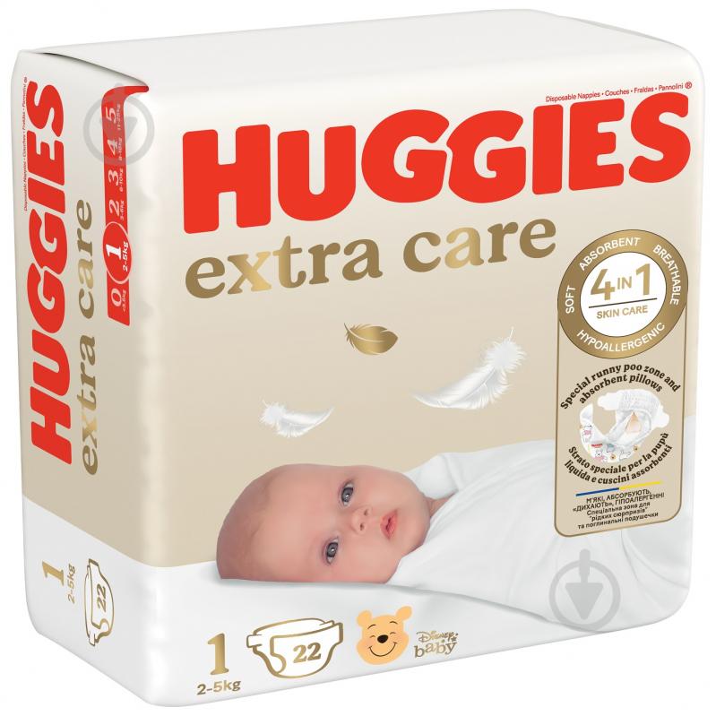 Подгузники Huggies Extra Care 1 2-5 кг 22 шт. - фото 2