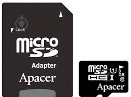 Карта памяти Apacer microSDHC 8 ГБ Class 10 (microSDHC 8GB UHS-I U1+adapter) - фото 1