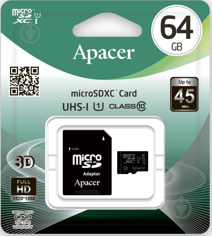 Карта памяти Apacer microSDXC 64 ГБ Class 10 (AP64GMCSX10U1-R) - фото 3