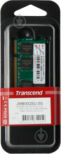 Оперативная память TRANSCEND SODIMM DDR2 2 GB (1x2GB) 800 MHz (JM800QSU-2G) - фото 2