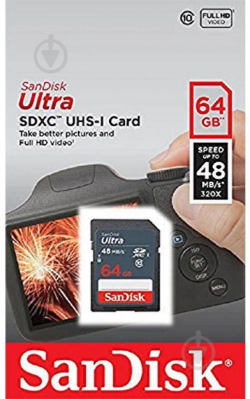 Карта пам'яті SanDisk SDXC 64 ГБ Class 10 (SDSDUNR-064G-GN3IN) - фото 2