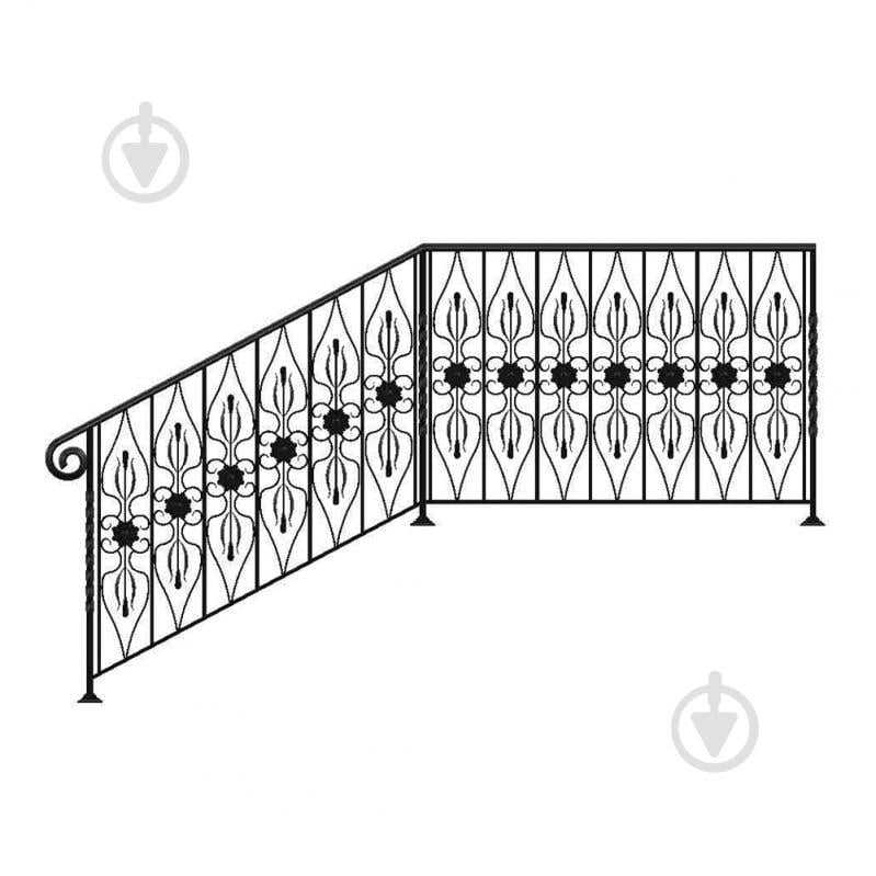 Кованое лестничное ограждение Артдеко ЛО-52 1400х1000х1365 мм (комплект елементів) - фото 1