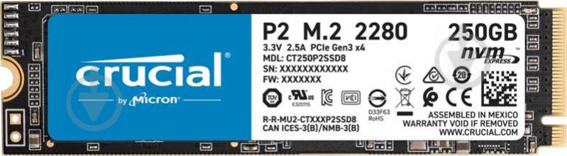 SSD-накопитель Crucial 250GB M.2 PCI Express 3.0 x4 3D TLC NAND (CT250P2SSD8) - фото 1