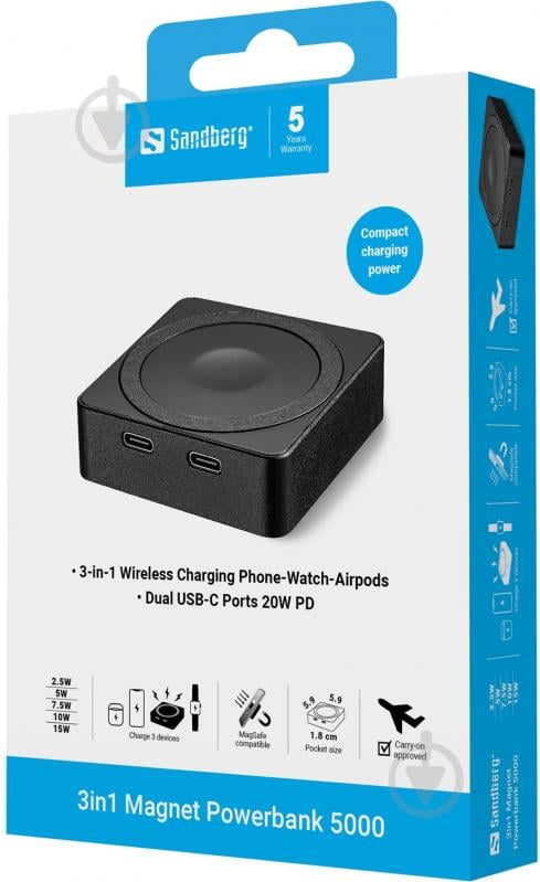 Повербанк Sandberg 20W 5000 mAh black (421-28) - фото 9