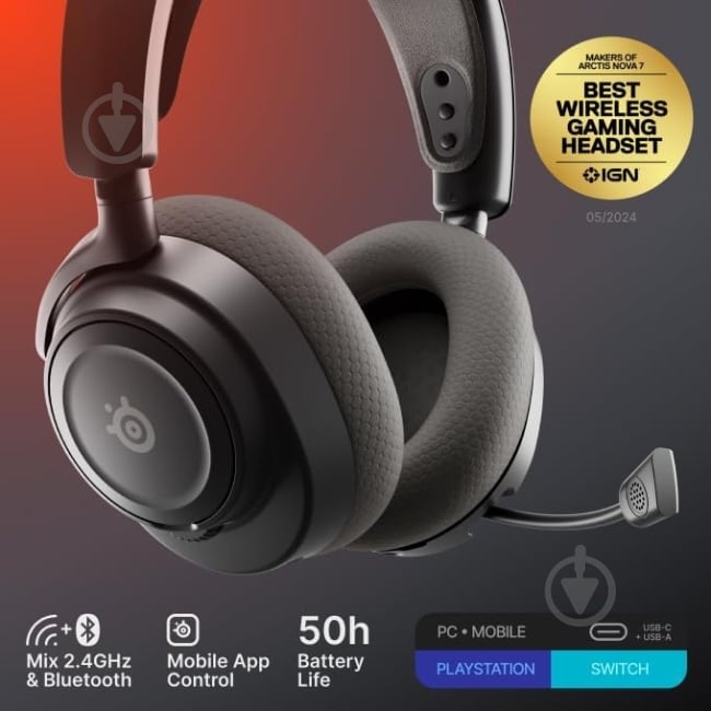 Гарнитура игровая SteelSeries Arctis Nova 7 Gen 2 Wireless black (61730) - фото 6