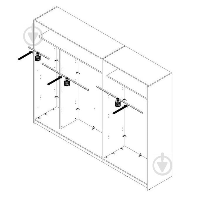 Шкаф-купе 2d BELLEVUE BLQS128E1 Forte Meble 2700x610x2100 мм дуб болотный/дуб чорный - фото 5