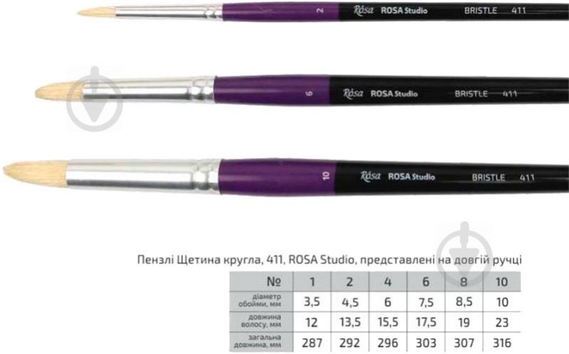 Пензель щетина кругла 411 № 10 Rosa Studio - фото 1