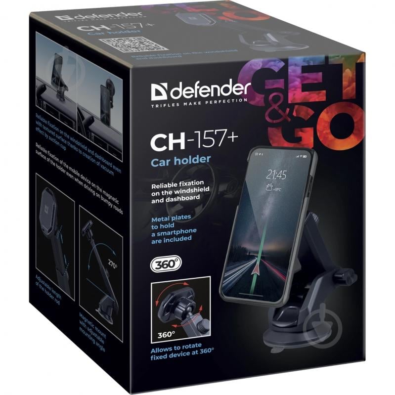 Тримач для смартфона Defender CH-157+ чорний - фото 11 Тримач для смартфона Defender CH-157+ чорний - фото 11