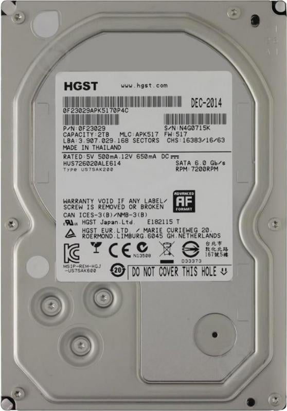 Жорсткий диск Hitachi HGST Ultrastar 7K6000 3 ТБ 3,5" SATA III (0F23029 / HUS726020ALE614) - фото 1