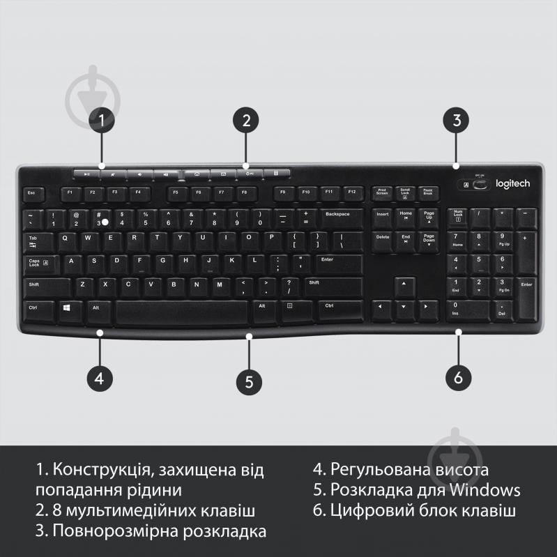 Клавіатура Logitech Logitech K270 (920-003757) - фото 6