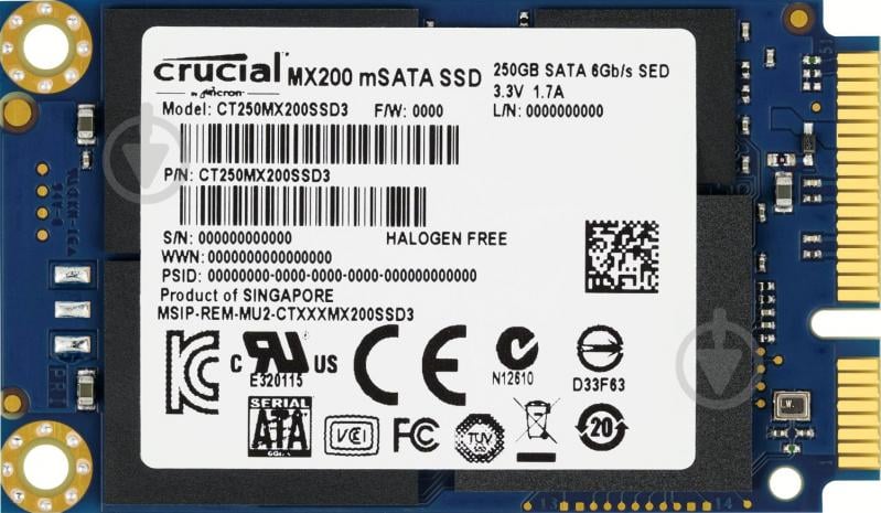 SSD-накопитель MICRON Crucial MX200 250GB Mini-SATA SATA III (CT250MX200SSD3) - фото 1