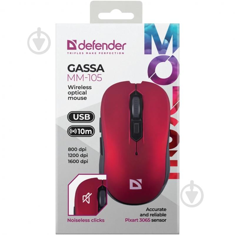 Мышь Defender Gassa MM-105 black/red (52103) - фото 4 Мышь Defender Gassa MM-105 black/red (52103) - фото 4