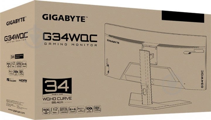 Монітор Gigabyte 34" (G34WQC-EK) - фото 6