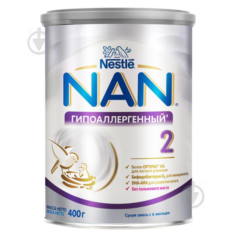 Суха молочна суміш Nestle NAN 2 гіпоалергенна 400 г 7613031251742 - фото 1