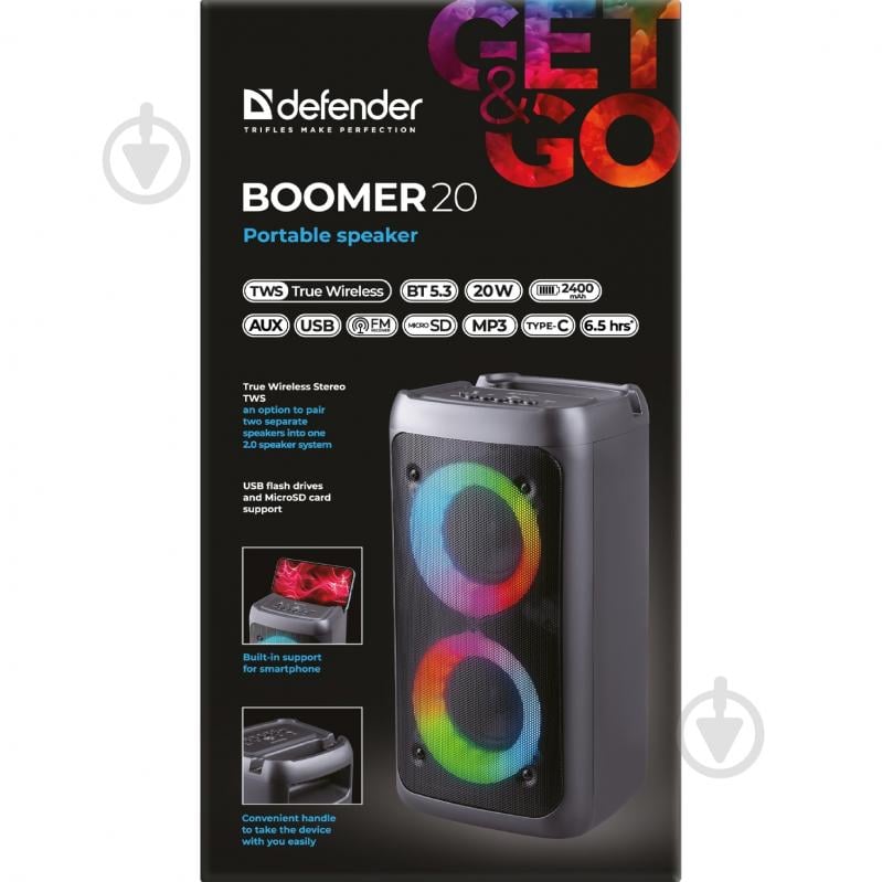 Акустическая система Defender Boomer 20 2.0 black - фото 6 Акустическая система Defender Boomer 20 2.0 black - фото 6