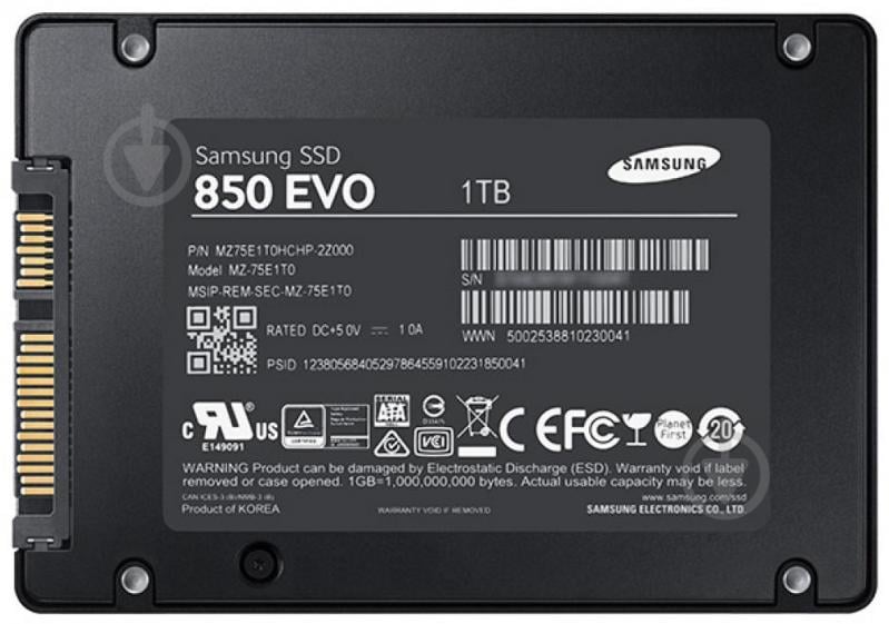 SSD-накопитель Samsung 850 Evo 1000GB 2,5" SATA III (MZ-75E1T0B/EU) - фото 2