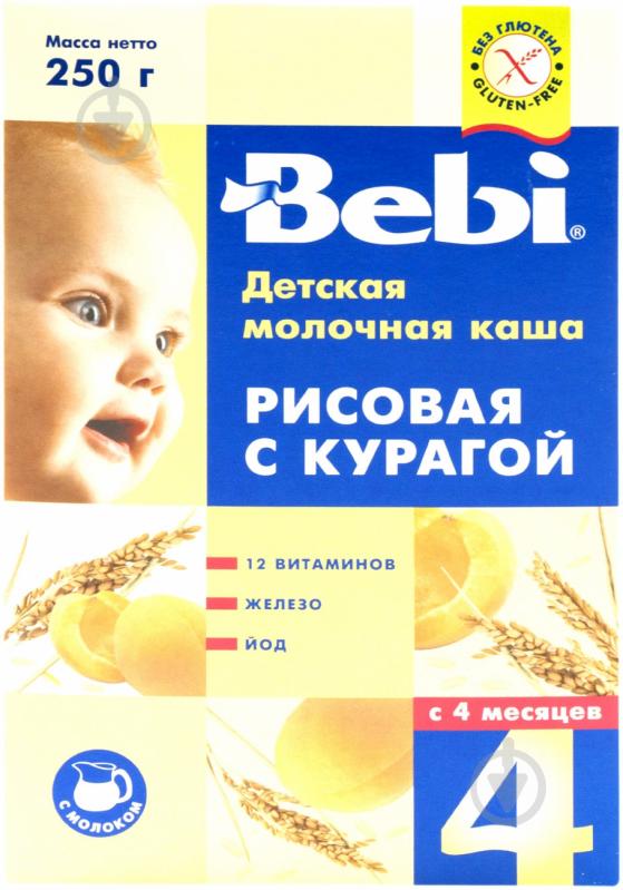 Каша молочна Bebi від 4 місяців рисова з курагою 250 г - фото 1