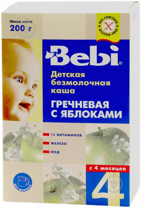 Каша безмолочна Bebi від 4 місяців гречана з яблуком 200 г - фото 1