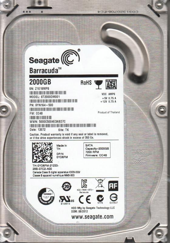 Жорсткий диск Seagate Barracuda 7200.14 2 ТБ 3,5" SATA III (ST2000DM001) - фото 1