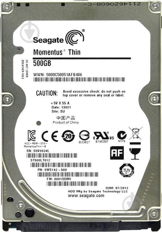 Жесткий диск Seagate Momentus Thin 500 ГБ 2,5" SATA II (ST500LT012) - фото 1