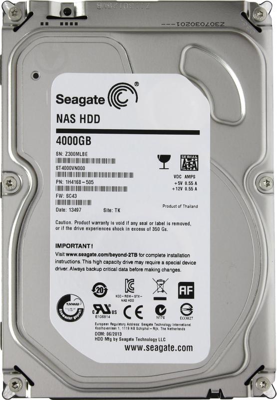 Жесткий диск Seagate NAS 4 ТБ 3,5" SATA III (ST4000VN000) - фото 1