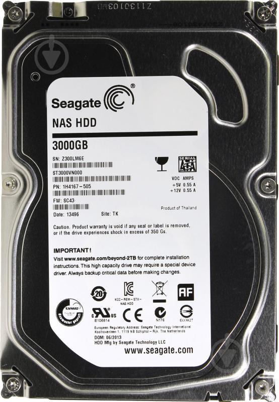 Жорсткий диск Seagate NAS 3 ТБ 3,5" SATA III (ST3000VN000) - фото 1