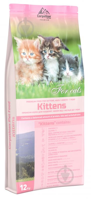 Корм сухий для кошенят від 1 місяця до 1 року Carpathian Pet Food Kittens курка та риба 12 кг - фото 1