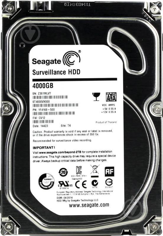 Жесткий диск Seagate Surveillance 4 ТБ 3,5" SATA III (ST4000VX000) - фото 1 Жесткий диск Seagate Surveillance 4 ТБ 3,5" SATA III (ST4000VX000) - фото 1