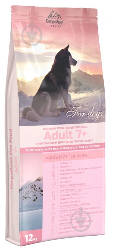 Корм сухий для собак похилого віку для усіх порід Carpathian Pet Food Adult 7+ куряче м'ясо 12 кг - фото 1