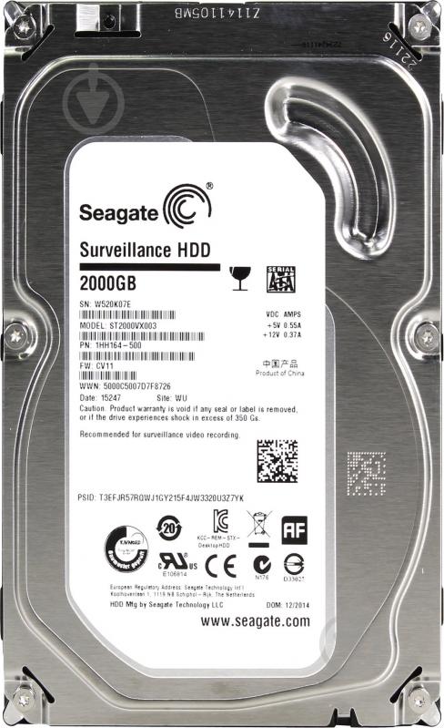Жесткий диск Seagate Surveillance 2 ТБ 3,5" SATA III (ST2000VX003) - фото 1 Жесткий диск Seagate Surveillance 2 ТБ 3,5" SATA III (ST2000VX003) - фото 1