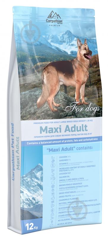 Корм сухий для дорослих собак великих порід вагою від 25 кг Carpathian Pet Food Maxi Adult куряче м'ясо 12 кг - фото 1