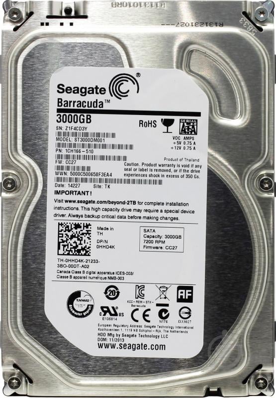 Жорсткий диск Seagate 7200.14 3 ТБ 3,5" SATA III (# ST3000DM001 #) - фото 1