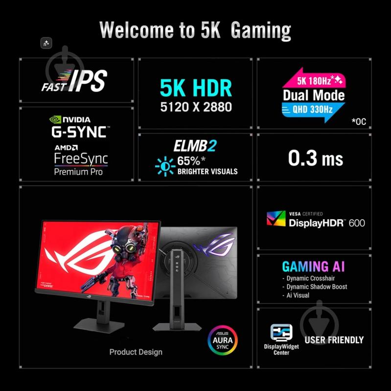 Монитор Asus ROG Strix 5K XG27JCG 27" (90LM0CE0-B01371) - фото 2