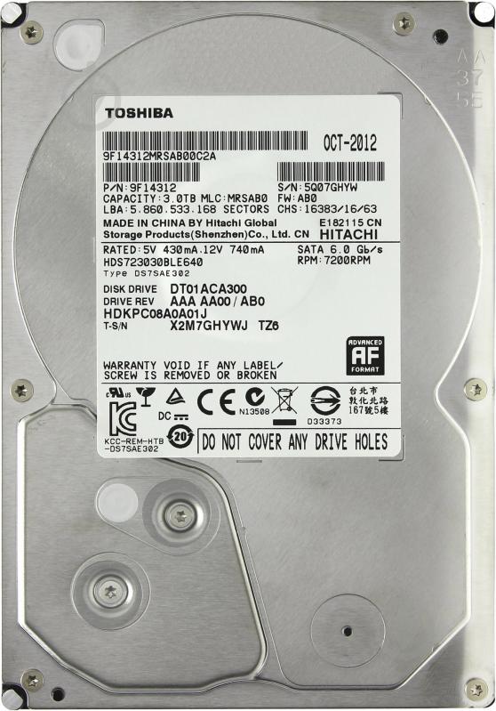 Жорсткий диск TOSHIBA 3 ТБ 3,5" SATA III (DT01ACA300) - фото 1