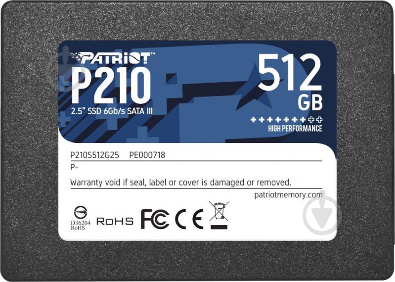 SSD-накопичувач Patriot P210 512GB 2,5" SATA III 3D TLC (P210S512G25) - фото 1