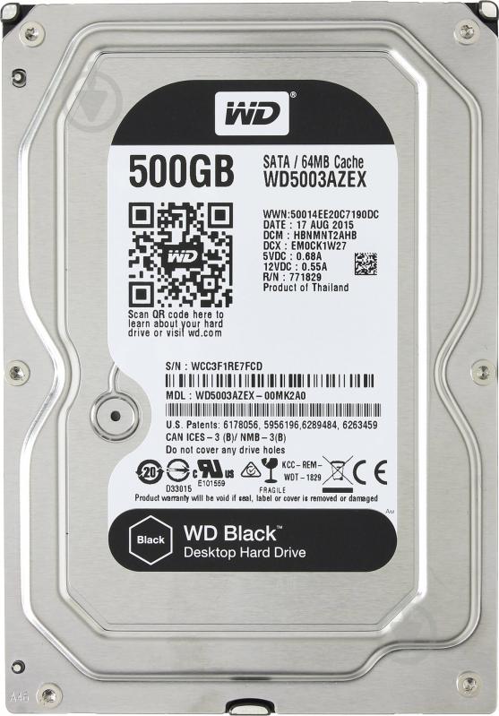 Жорсткий диск Western Digital Caviar Black 500 ГБ 3,5" SATA III (WD5003AZEX) - фото 1