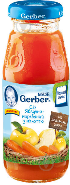 Сок Gerber Яблочно-морковный с мякотью 175 мл - фото 1