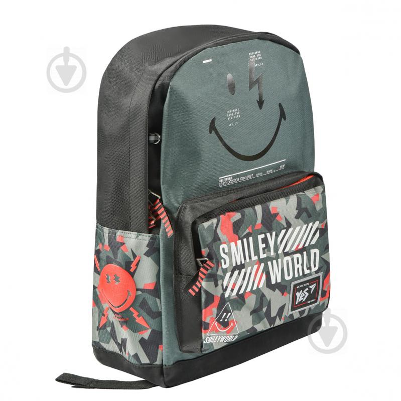 Рюкзак молодежный YES T-67 Smiley World Military boy 558282 17 л хаки - фото 1