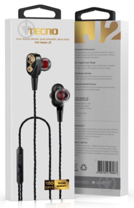 Наушники Tecno Hot beats J2 black (4895180748967) - фото 7