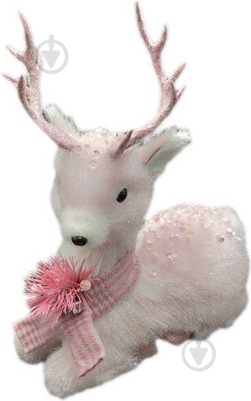 ᐉ Декорация новогодняя олень сидячий светло-розовый 36 см • Купить в ...