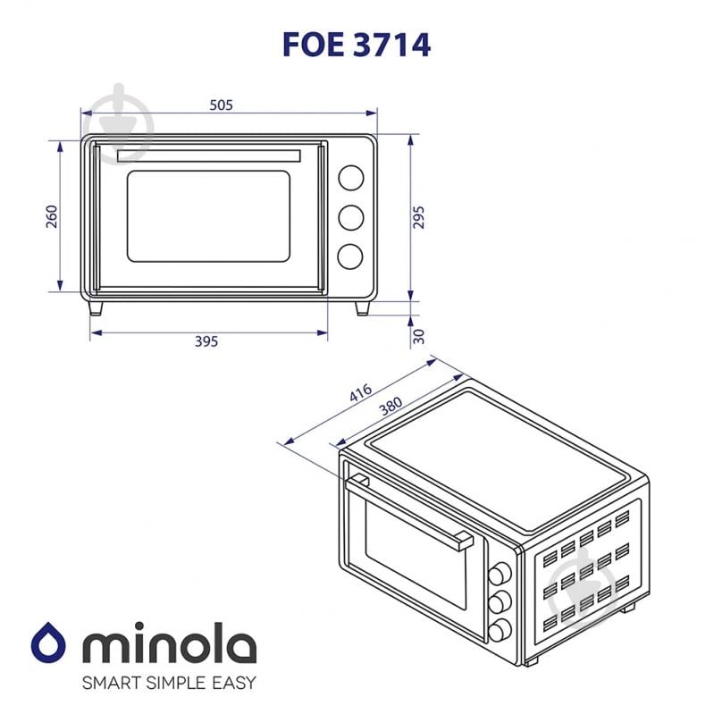 УЦІНКА! Електрична міні-піч Minola FOE 3714 GR (УЦ №2396) - фото 3