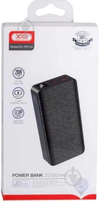 УЦІНКА! Повербанк Xo PD20W + QC22.5W 20000 mAh (PR144_Black) (УЦ №2396) - фото 5