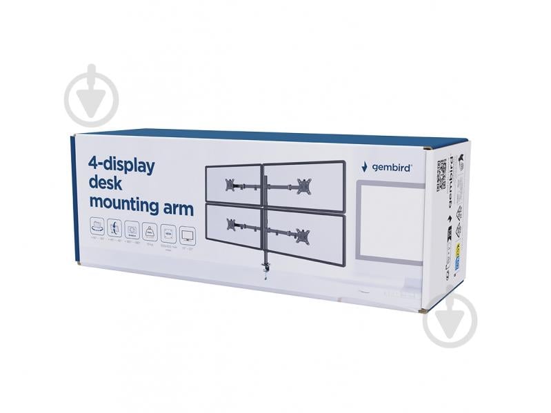 Кронштейн Gembird MA-D4-01, для 4 моніторiв поворотно-похилі 13"-32" чорний - фото 6 Кронштейн Gembird MA-D4-01, для 4 моніторiв поворотно-похилі 13"-32" чорний - фото 6