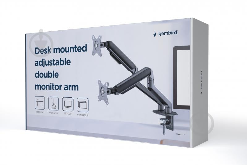 Кронштейн Gembird MA-DA2-05, для 2 мониторов 17-32" (2-9 кг) поворотно-наклонные 17"-32" черный - фото 12