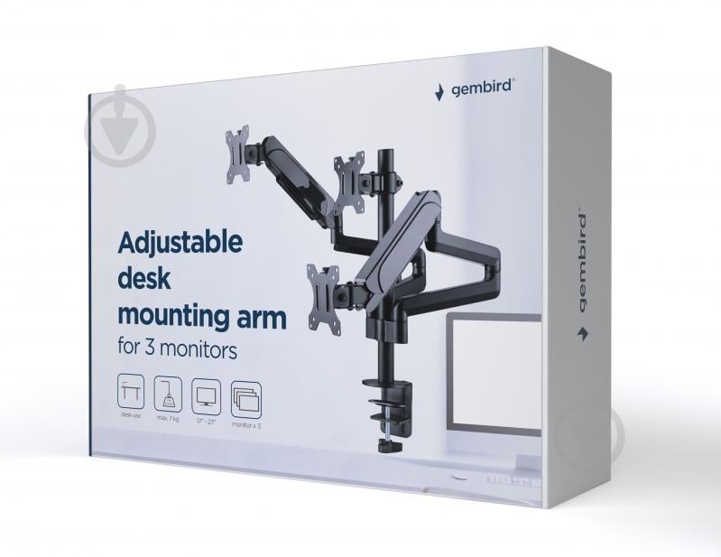 Кронштейн Gembird MA-DA3-01, для 3 мониторов поворотно-наклонные 17"-27" черный - фото 18 Кронштейн Gembird MA-DA3-01, для 3 мониторов поворотно-наклонные 17"-27" черный - фото 18