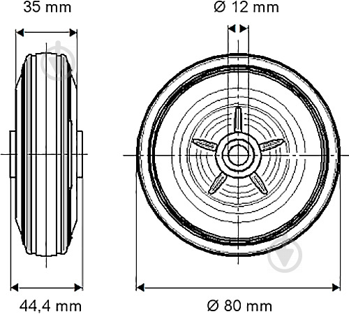 Колесо PVO 080X35-12 TENTE - фото 2