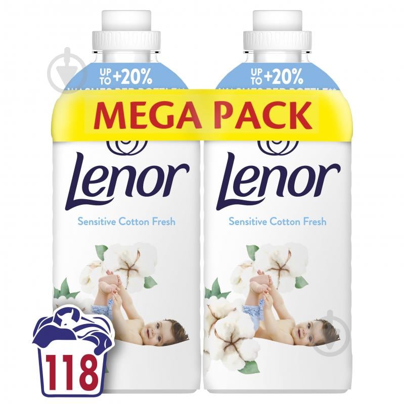 Кондиционер для белья Lenor Свежесть хлопка Mega Pack 1+1 1,239 л - фото 1 Кондиционер для белья Lenor Свежесть хлопка Mega Pack 1+1 1,239 л - фото 1