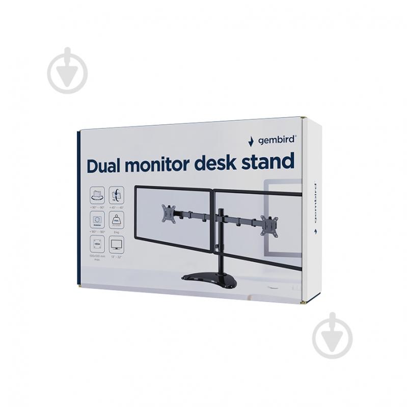 Кронштейн Gembird MS-D2ST-02, для 2 моніторів поворотно-похилі 13"-32" чорний - фото 5 Кронштейн Gembird MS-D2ST-02, для 2 моніторів поворотно-похилі 13"-32" чорний - фото 5