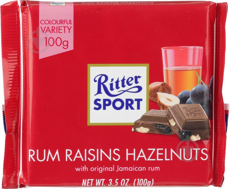 Шоколад Ritter Sport молочный с ромом, изюмом и орехами 100 г (4000417012005) - фото 1