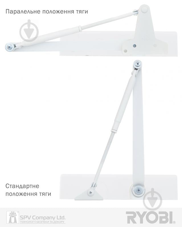 Доводчик дверний RYOBI D-2055V BC UNIV з вітровим гальмом білий 100 кг - фото 5